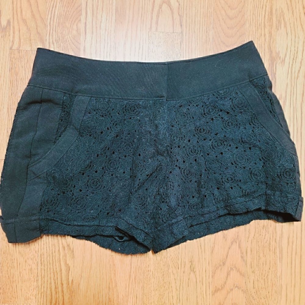 Maurices Lace Tuxedo Shorts 3/4 Black